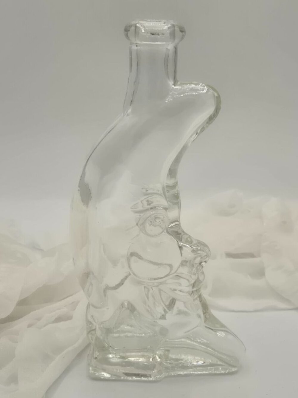 Vintage Moonface Glass Decanter Crescent Moon Bottle Clear